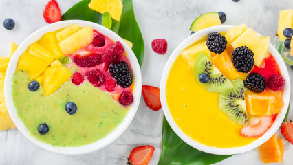 exotic tropical fruit smoothie bowls. Generative Ai