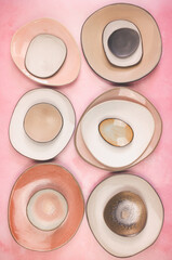  colorful pink ceramic plates