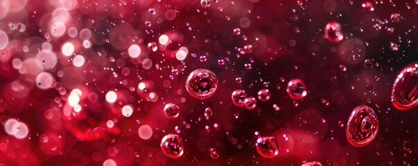 Close-up view of dynamic crimson liquid splash, conveying energy and motion against a dark background.