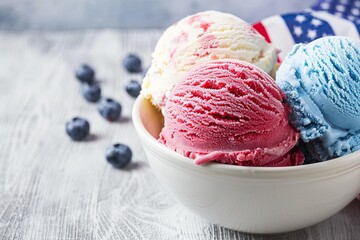  Ice Cream in Red, White, and Blue for a Summer Holiday Celebration