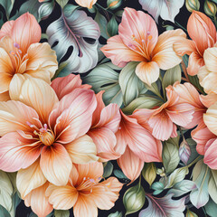 Fototapeta premium seamless pattern with flowers