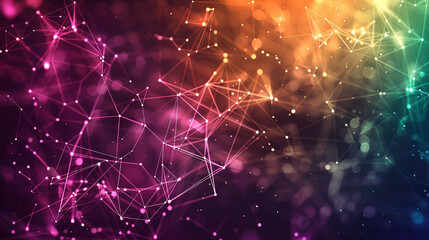 Abstract digital web with a gradient of random colors, depicting a futuristic network of connectivity.