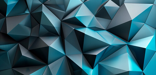 abstract polygonal design of charcoal gray and cerulean, ideal for an elegant abstract background