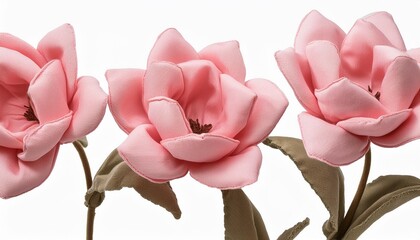 png flowers tulip or hibiscus from fabric in pink pastel coloron in style minimalism voluminous forms elegantly