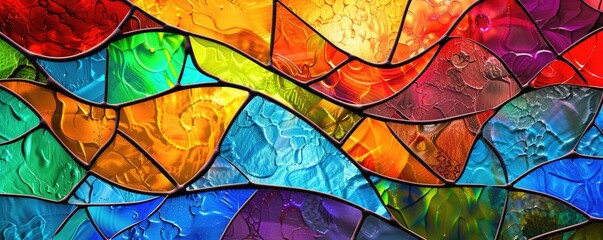 Vibrant mosaic of stained glass creating a beautiful pattern reminiscent of modern art