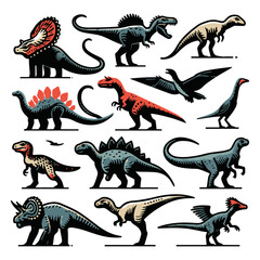 Prehistoric Charm: Dinosaur Vector Design Elements for Thrilling Creative Projects