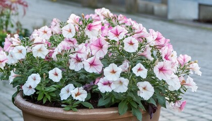 Fototapeta na wymiar pink and white flowers in a pot