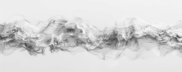 Billows of soft gray smoke against a stark white background, simulating a cloudy day,