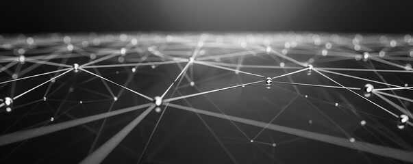 Black and gray gradient background with a stark network of white plexus lines, reflecting modern digital infrastructure.