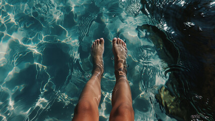 Fototapeta premium Summer Serenity: A Swim in Vibrant Hues