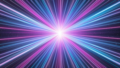 ultraviolet abstract light blue pink violet colorful neon light lines coming from a center point...