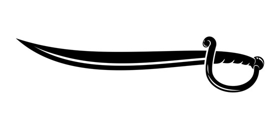 Vector silhouettes of flat-designed Arabian, pirate, and executioner swords isolated on a white background.