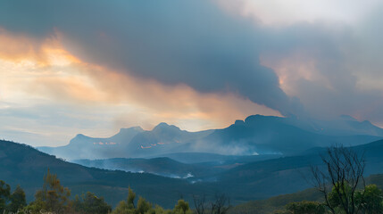 Mountain wildfire smoke