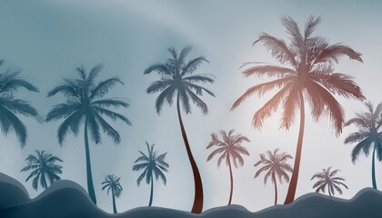 watercolor pattern with palm tree silhouettes summer tropical background with coconut trees generative ai