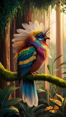 Obraz premium multicolored bird perched on a branch