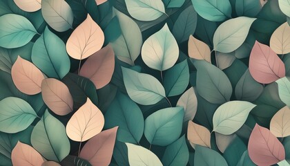 abstract nature art leaf collage shape seamless pattern trendy contemporary cutout background...