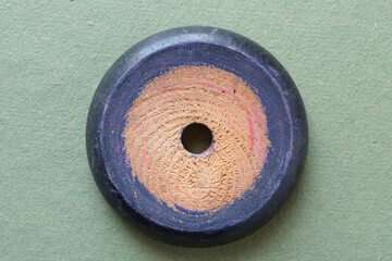 close-up of a stacking toy roundel on paper