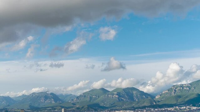 Albania Tirana capital summer colors time lapse zoo out, clouds, Dajti mountain