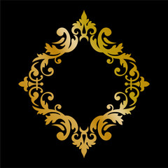 Premium rectangular gold ornament vector illustration, gold invitation decoration. gold mandala ornament