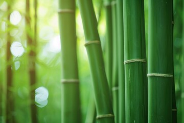 Obraz premium Towering Bamboo forest closeup. Green nature. Generate Ai