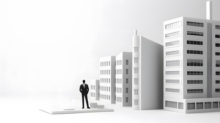 Businessman standing  looking business building