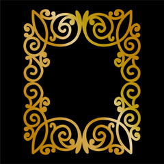 Premium rectangular gold ornament vector illustration, gold invitation decoration. gold mandala ornament