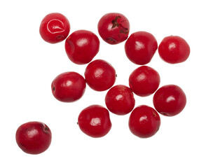 Dry round red peppercorns on isolated background