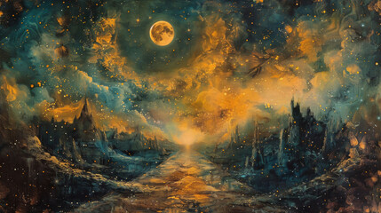 Obraz premium Stellar Landscape Celestial Horizons