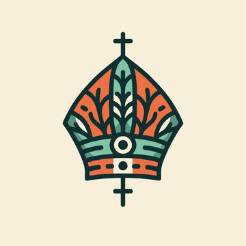 illustrazione vettoriale grafica minimale La mitra di San Gennaro, tesoro partenopeo 