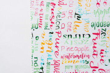 word print fabric with fun summer themed messages