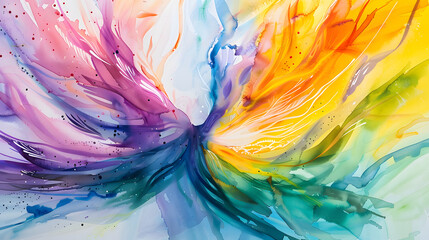 Colorful Abstract Watercolor Art Depicting Dynamic Movement and Vibrancy