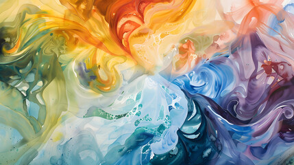 Vivid and Abstract Swirls of Color Creating a Dynamic Artistic Composition
