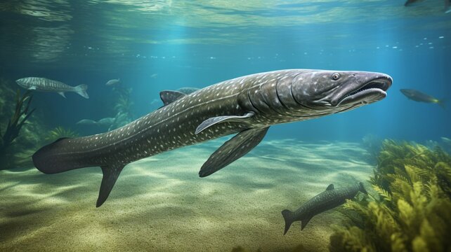 African lungfish lobe swimming underwater picture