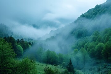 Misty morning in the mountains