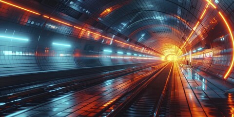 Futuristic Public Transportation Hub, illustrated with seamless tech integration and passenger flow visualization.