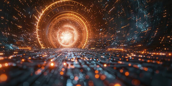 Quantum Computing Diagram in Sci Fi Style, visualizing supercomputing capabilities with vibrant vector graphics.