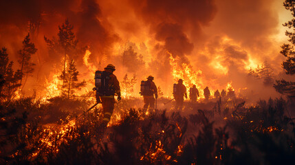 Fototapeta premium firefighters in action