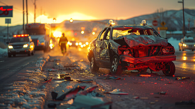 Car accident on highway road