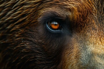 Captivating Bear eye closeup. Forest animal. Generate Ai