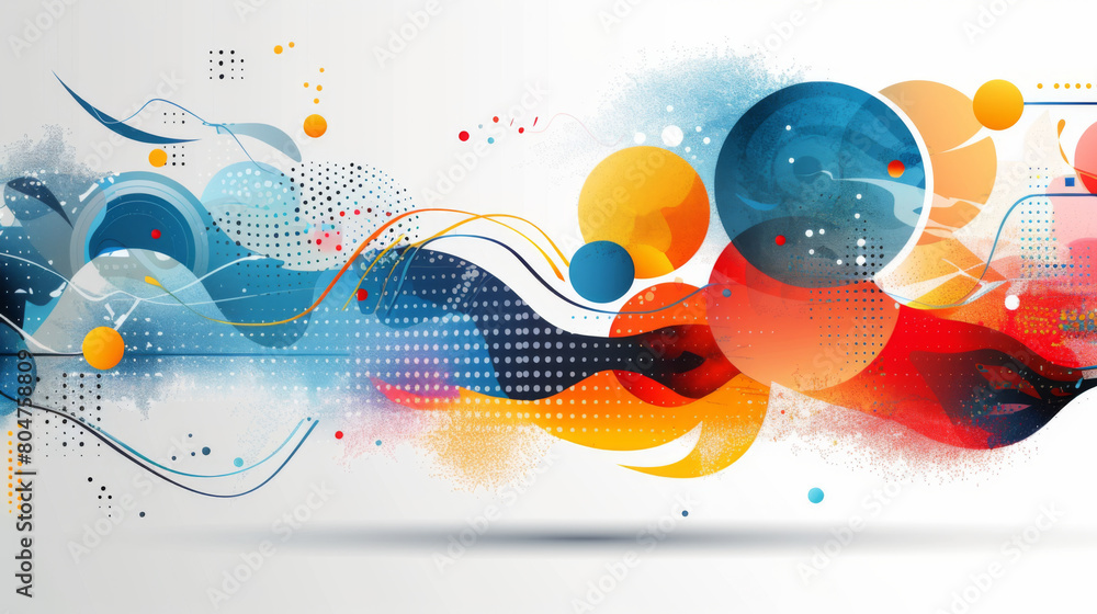 Poster dynamic abstract design featuring vibrant colors and fluid shapes, ideal for modern artistic express