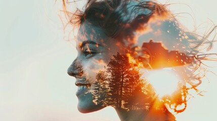 “Radiant Smile Meets Stoic Expression: A Dynamic Double Exposure”