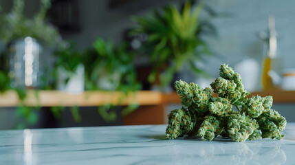 Medical marijuana flower. Close-up cannabis flower. Medical marijuana bud. Weed buds. Cannabis strain.