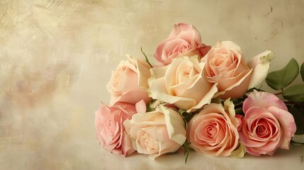 A charming bouquet of roses with a vintage backdrop