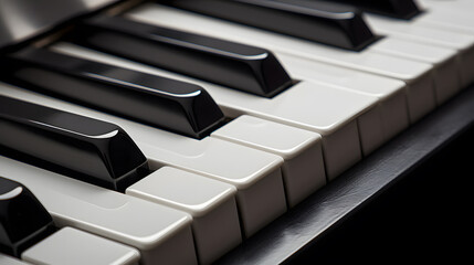 Black and white piano keys close-up view
