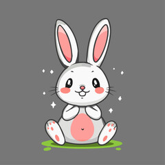 Cute smiling white Bunny Rabbit