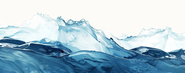 Polar Ice Waves, Crisp Ice Blue Wavy Abstract, Arctic Inspired, Isolated on White