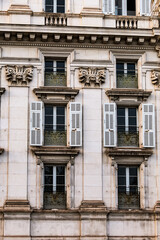 Southern facade of Opera Theater (Theatre de Opera), iconic theatre and major landmark on the Promenade des Anglais, Nice, Cote d'Azur, France.