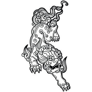 Vector illustration of komainu japanese, vector