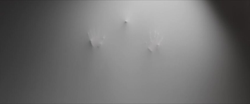 The shape of the skinny woman extrudes from the wall 