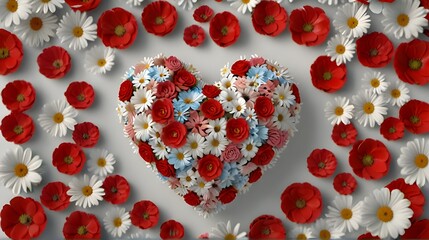 Heart with Flowers: Love, Emotion, and Charity Concept - 3D Render for Good-Hearted Individuals, Charity Organizations, Emotional Content